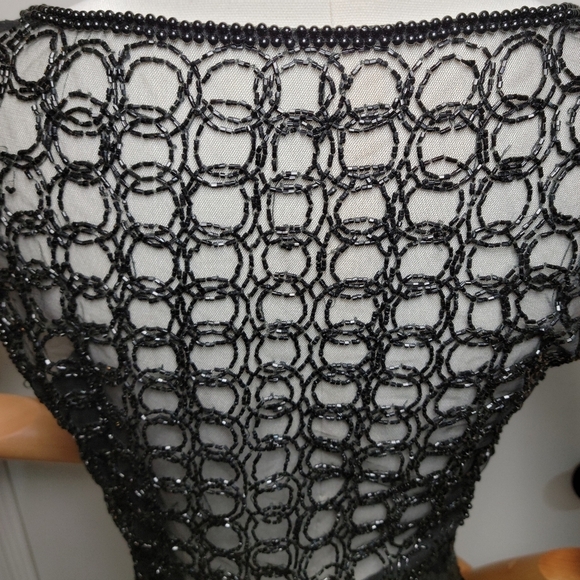 Vintage Nite Line Black Sequin Beaded Dress Size 8 Y2K Glam Cocktail Dress - Picture 9 of 9